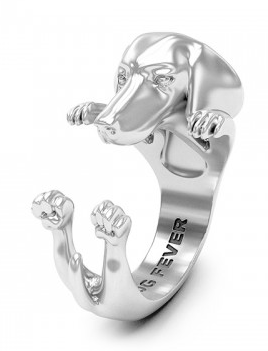 dog fever dachshund hug ring sterling silver
