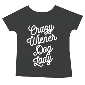 beangoods crazy wiener dog lady tee black